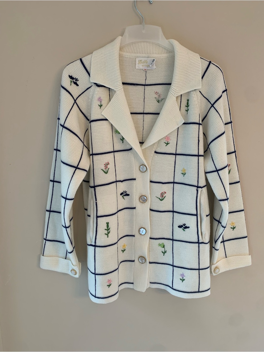 Vintage Lily Floral Plant Cardigan Cottagecore Knit Sweater Women’s Size XL